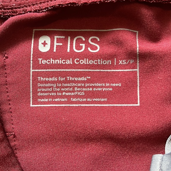 Figs: Zamora Jogger Scrub Pants. Size: XS Petite. Color: Burgundy. - Picture 4 of 5